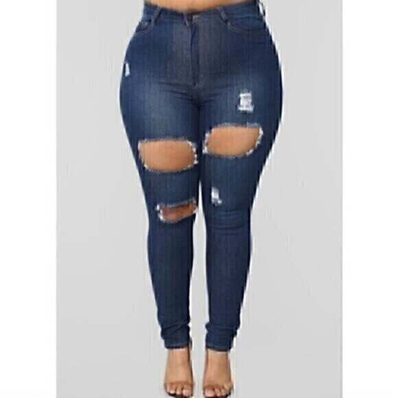FASHION NOVA Needing Something Jeans Dark Denim Ripped High Waisted Skinny 15 16 - Picture 1 of 12